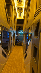 Passenger films modern sleeper bus interior in Đà Nẵng