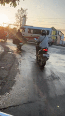 Morning rush hour on a busy East Java road