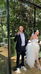 Outdoor wedding celebration at a garden venue in Tbilisi