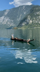 Hallstatt lakeside scenes on a quiet summer morning