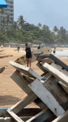 Early morning beach activity in Weligama, Sri Lanka