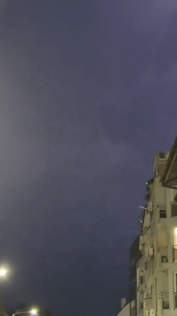 Evening rain and lightning observed across Varna, Bulgaria streets