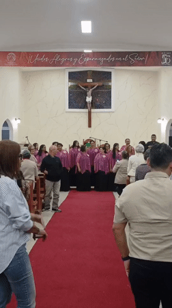 Church choir performs evening service in Ciudad Guayana, Venezuela
