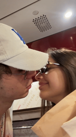 Young couple shares intimate moment on public transport in France