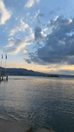 Golden hour over Lake Zurich from the Rapperswil-Jona promenade