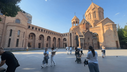 Yerevan streets and sculptures on a summer afternoon