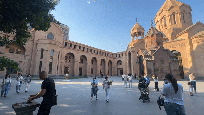 Yerevan streets and sculptures on a summer afternoon
