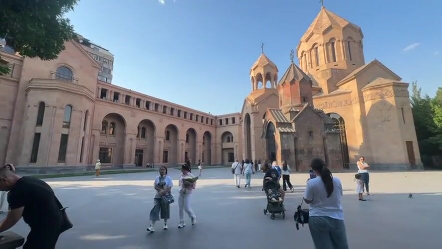 Yerevan streets and sculptures on a summer afternoon