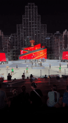 Multi-level stage performance with LED graphics in Vietnam