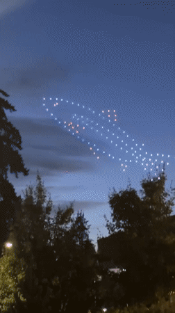 Drone light show shapes the sky over New Westminster festival grounds