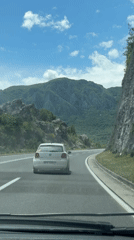 Dashboard camera captures highway drive in Montenegro mountains