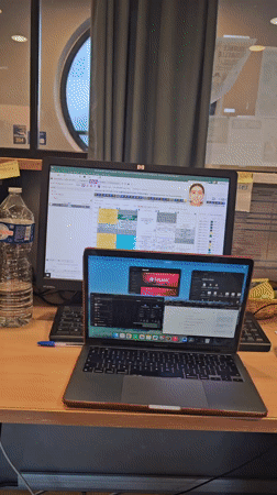 Morning office scene and #Build display captured in Paris