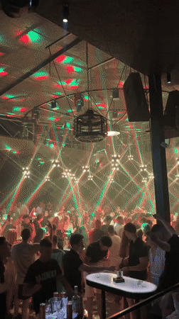 Crowded nightclub scene in Varna, Bulgaria
