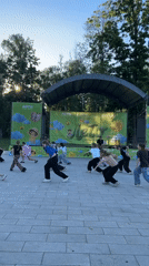 Outdoor dance performance at a plaza in Ivanteyevka, Russia