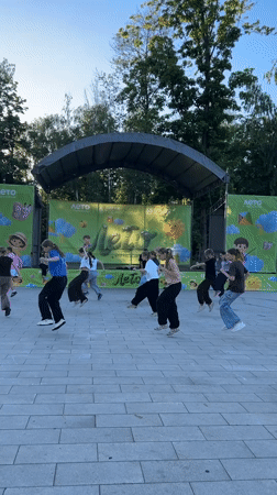 Outdoor dance performance at a plaza in Ivanteyevka, Russia
