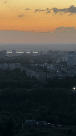 Fireworks Display Lights Up Dusk Sky Over Shirkovo, Russia