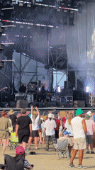 Live music festival on a sandy beachside venue
