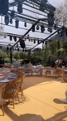 Formal event tent with chandeliers erected in Saint-Tropez
