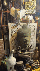 Art shop with Buddha artifacts documented in Choeng Mon