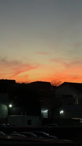 Sunset observed over residential Belgrade neighborhood