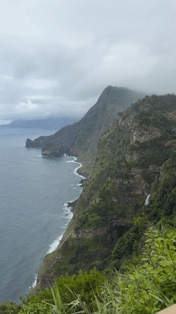 Tourist captures scenic coastal views in Santana, Portugal