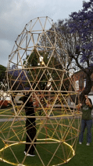 Interactive bamboo geodesic dome installation draws visitors in Mexican park