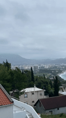 Coastal Montenegro town documented under cloudy skies