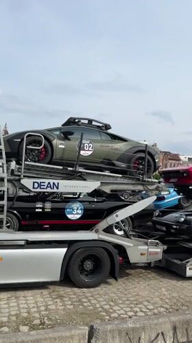 Car carrier with luxury vehicles spotted in Antwerp
