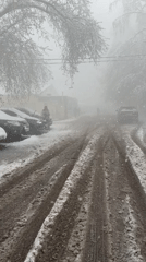 Bus fire during heavy snowfall in Dmitrov, Russia