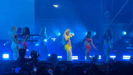 Pop singer performs with dancers in Mexico City concert