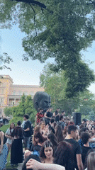 Young crowd gathers in Sofia public space