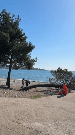 Families enjoy sunny afternoon at Bar, Montenegro beach
