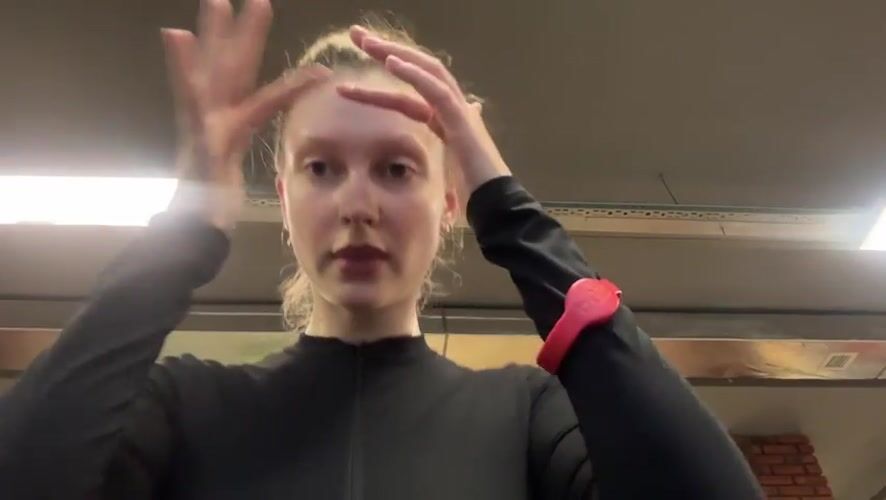 Woman documents workout session at Izhevsk fitness center