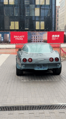 Vintage Corvette spotted on rainy Moscow street