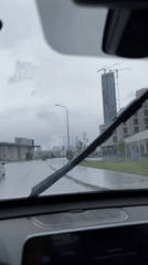 Rainy morning commute captures construction progress in Moscow district