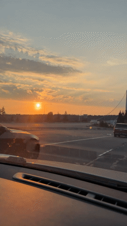 Golden hour through the windshield in Tacoma