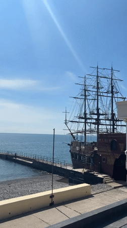 Family enjoys seaside lunch with harbor view in Sochi
