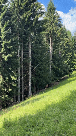 Zip-lining over Lago di Sauris in the Friulian mountains