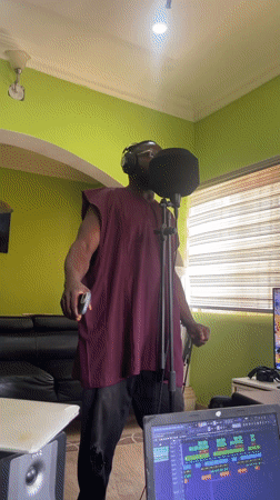 Musicians record music in home studio in Abuja