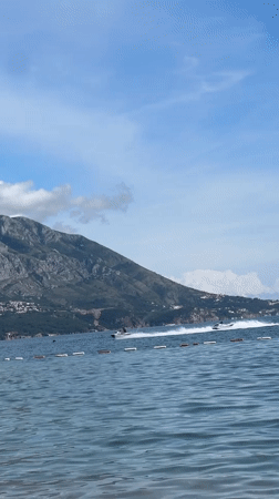 Beach activities and boating captured in Budva, Montenegro