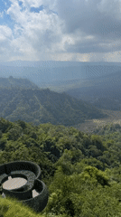 Mount Batur caldera views from a Kintamani lookout deck