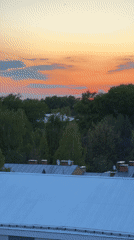 Urban sunset observed from elevated position across city buildings