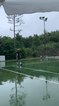 Rain floods tennis court in Sozopol, Bulgaria