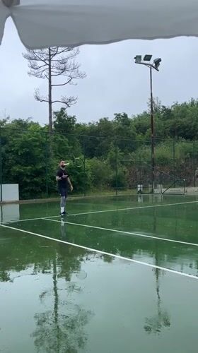 Rain floods tennis court in Sozopol, Bulgaria