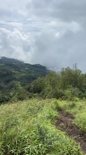 Scenic lake view captured from Kintamani hilltop in Indonesia