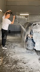 Person documents car wash, forest walk, sunset photos
