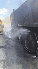 Firefighters respond to dump truck incident in Russia