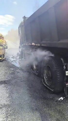 Firefighters respond to dump truck incident in Russia