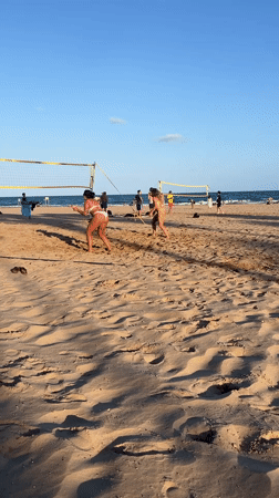 Beach volleyball in full swing on a Tarragona shore