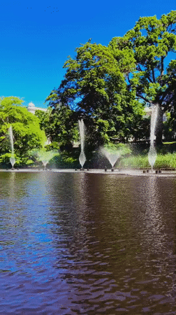 Morning scenes captured at Riga landmarks under clear skies